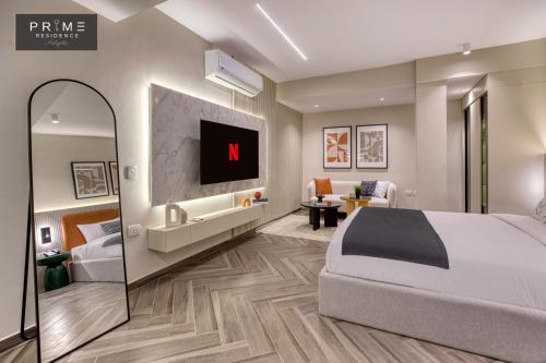 Ένα ή περισσότερα κρεβάτια σε δωμάτιο στο Prime Residence Heliopolis