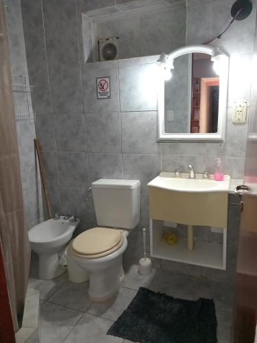 a bathroom with a toilet and a sink at Casa Rojas Malargüe in Malargüe
