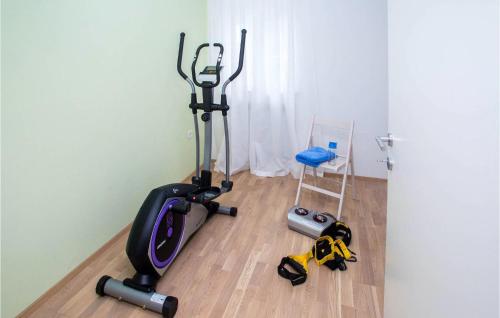 a room with a gym with exercise bikes on the floor at Villa Orljak in Buzet