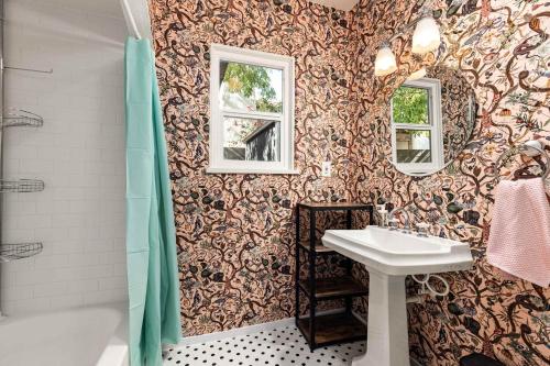 a bathroom with a sink and a shower at Historic Gem with Pool in the heart of Downtown in Phoenix