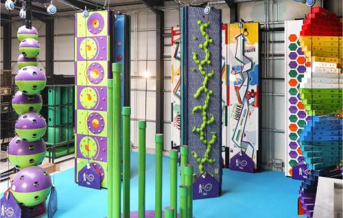 a gymnasium with a bunch of different types of play equipment at Lovely Home In Lembruchdümmer See in Lembruch