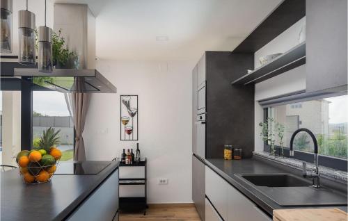 a kitchen with a bowl of fruit on the counter at Villa Lacus in Vrana