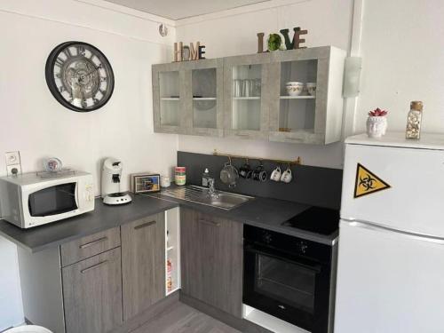 Η κουζίνα ή μικρή κουζίνα στο Appart familial tout confort sur le port du Cap