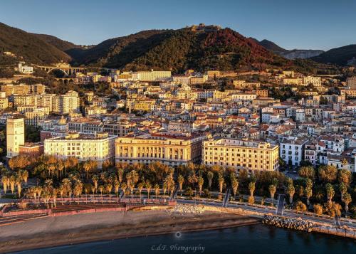 an aerial view of a city with buildings at Salerno Amalfi Coast Home in Salerno