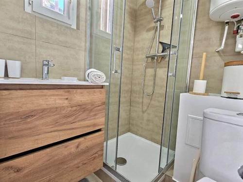 ein Badezimmer mit Dusche, Toilette und Waschbecken in der Unterkunft Cosy Des Rêves in Villiers-sur-Marne