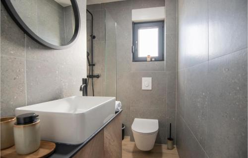 a bathroom with a sink and a toilet and a mirror at 4 Bedroom Stunning Home In Grubine in Grubine
