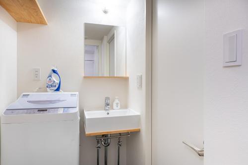 a small bathroom with a sink and a mirror at trias 302 in Tokyo