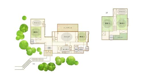 a floor plan of a building with trees at 【 円 madoka 】逗子鎌倉で暮らすように過ごす一棟貸し宿泊施設​ in Zushi