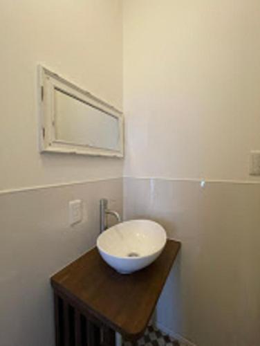 a bathroom with a bowl sink on a wooden counter at Pension Le Passage - Vacation STAY 11300v in Tottori