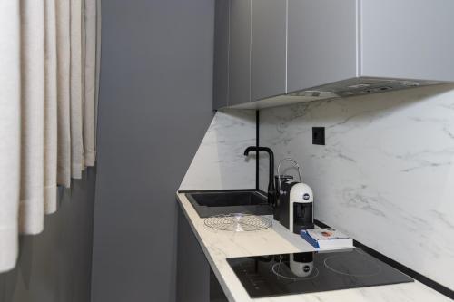 a kitchen with a sink and a counter top at Adore Home in Tirana