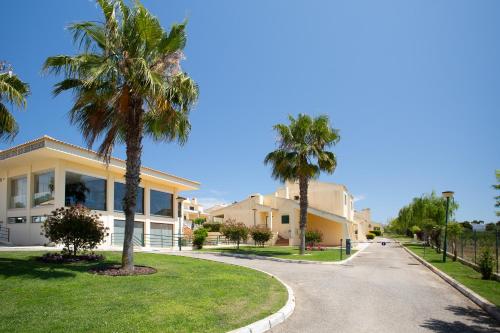 a house with palm trees and a driveway at Glenridge By Albufeira Rental in Albufeira