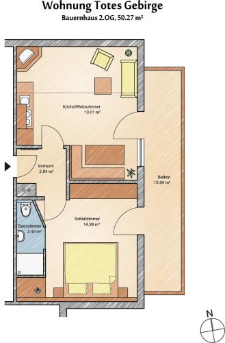 a floor plan of a tiny house at Stangl - Hof in Bad Aussee