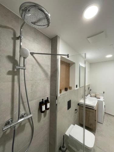 Bilik mandi di Exklusives Wohnen im historischen Wasserturm dem Highlight von Delitzsch WE107