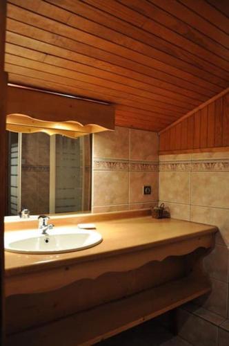 une salle de bain avec un lavabo et un miroir dans l'établissement Le Petit Liseron, à Morzine