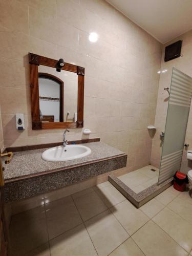 a bathroom with a sink and a mirror at Moon fourteen in Luxor