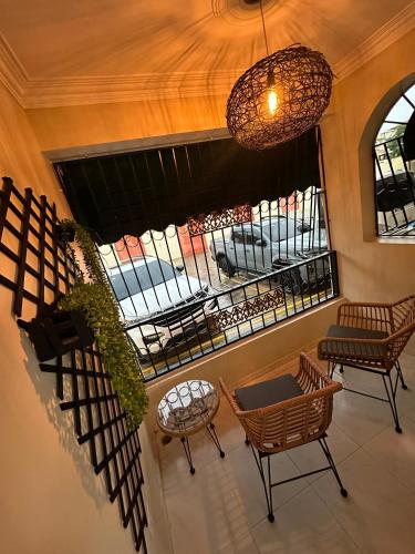 an overhead view of a restaurant with tables and chairs at Don Fernando in Santiago de los Caballeros