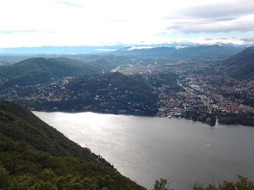 an aerial view of a city and a lake at B&B Il Balcone sul Lago in Brunate