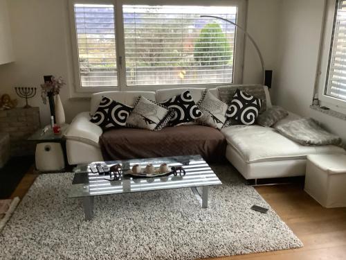 Posezení v ubytování Charmante Maisonnette avec grande terrasse vue sur la Limmat