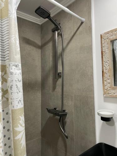 a shower with a shower head in a bathroom at Sam & Chlo Studio & Appartment - Grand Baie - Mauritius in Grand Baie
