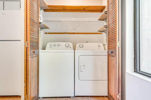 a laundry room with a washer and dryer at Quiet Catskill Getaway with Fire Pit - Near Hiking! in Catskill