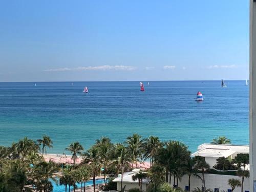 a view of the ocean with sailboats in the water at Miami Hollywood Great 2 Bedroom with Garden View 001-22bmar in Hollywood