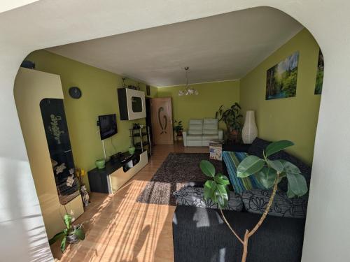 un soggiorno con un divano e un tavolo di Noua Apartment a Braşov