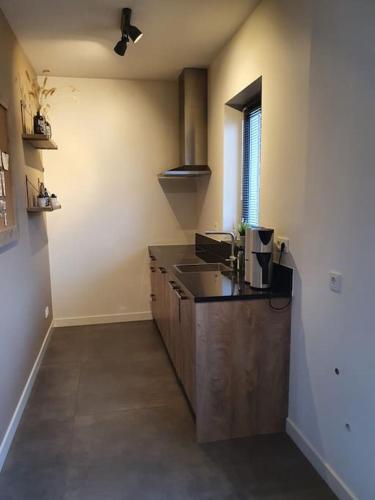 a kitchen with a sink and a counter top at Royaal appartement P&B 't Hoeves in Schijndel