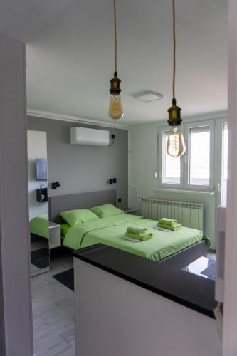 Ένα ή περισσότερα κρεβάτια σε δωμάτιο στο Studio Apartment-Horizont 47