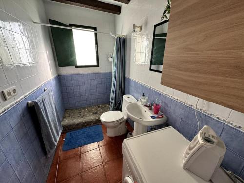 a bathroom with a toilet and a sink at Romantic house in Sedella in Sedella