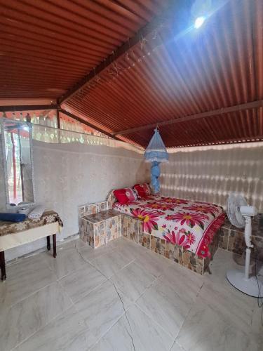 a bedroom with a bed in a room at Alojamiento Casa de campo los Cactus in Villavieja