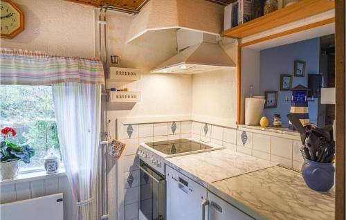 a kitchen with a sink and a stove top oven at Two-Bedroom Holiday Home In Tived in Tived