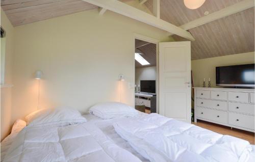 a large white bed in a bedroom with a tv at Awesome Home In Slagelse With Wifi in Slagelse