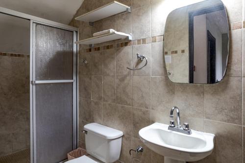 Koupelna v ubytování Cabañas San Miguel