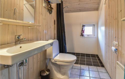 a bathroom with a white sink and a toilet at Holiday Home Stentoften Xi in Hesselager