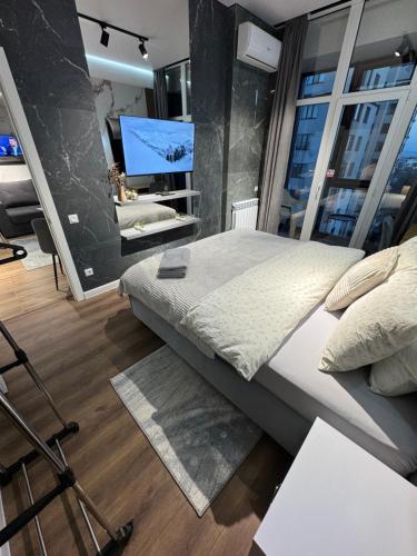 Μια τηλεόραση ή/και κέντρο ψυχαγωγίας στο RentNow New Lux Business Apartment in the Center