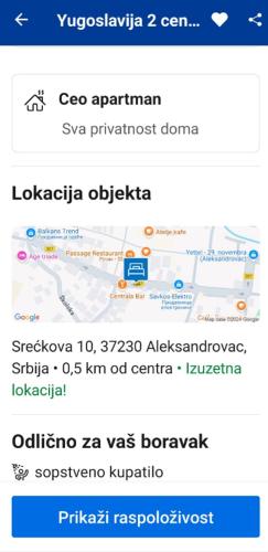 a screenshot of a cell phone with a map at Yugoslavija 2 centar in Aleksandrovac