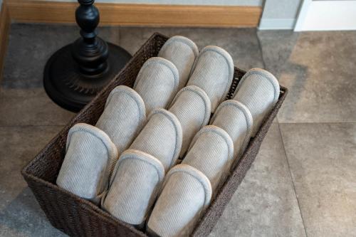 a crate of wrapped marshmallows in at The Jardin in Kami-furano