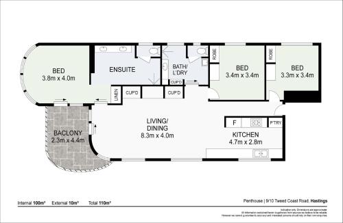 a floor plan of a house at Shoreline 9 Penthouse With Ocean Views in Hastings Point