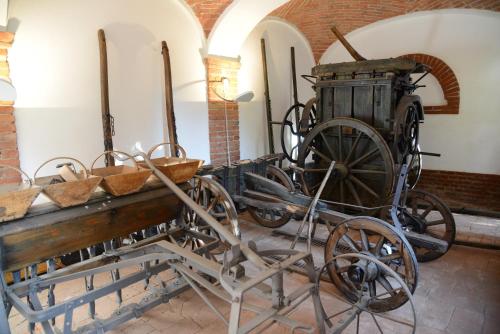a museum with an old steam engine on display at Tenuta La Fiscala in Alessandria