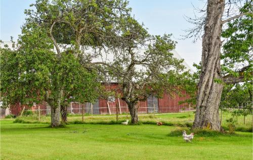 a group of trees in a field with a building at Gorgeous Home In Braås With Kitchen in Braås