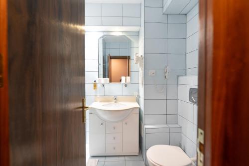 a bathroom with a sink and a toilet at Hotel Ski&Sky in Predeal