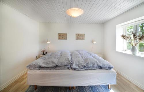 a bed in a white room with a white ceiling at Gorgeous Home In Askø With Kitchen in Askø