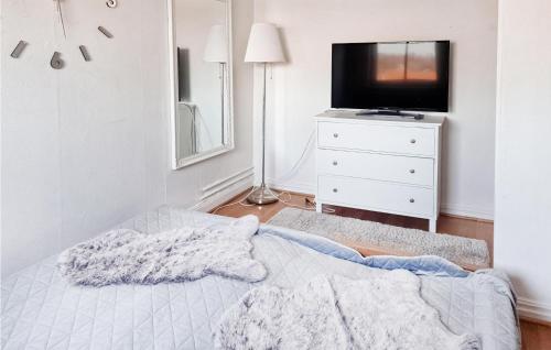 a bedroom with a bed and a tv on a dresser at 1 Bedroom Beautiful Apartment In Ystad in Ystad