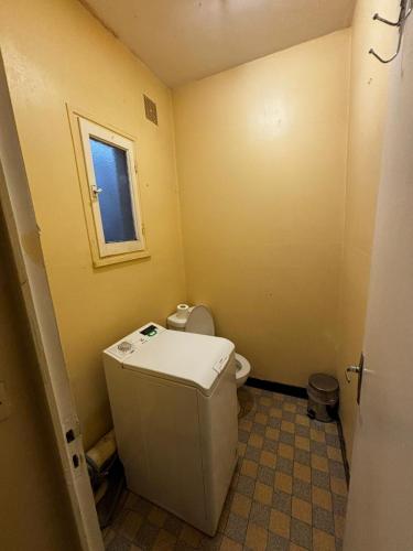 Elle comprend une petite salle de bains pourvue de toilettes et d'une fenêtre. dans l'établissement T2 ancien hyper centre ville Orléans, à Orléans