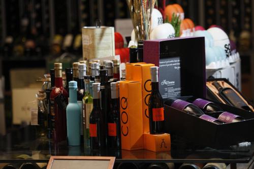 a bunch of bottles of wine on a table at Casa Lola in Rueda