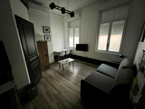 un salon avec un canapé et une table dans l'établissement Amiens, le studio Cosy 2P, à Amiens