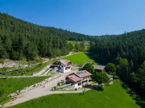 an aerial view of a building on a hill at Tholerhof in San Genesio Atesino