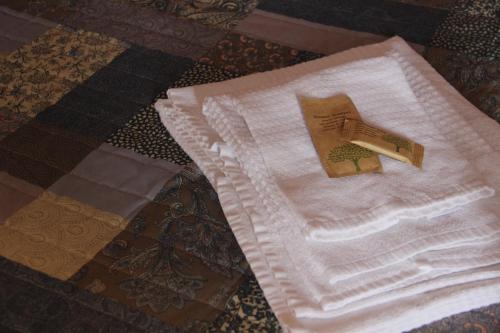 a white napkin with a candle on top of it at Casa Vacanze Sud e Magia in Castelmezzano