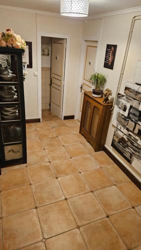 a large room with a tiled floor in a store at The Lions Den - La Loge Guest House in Mantilly