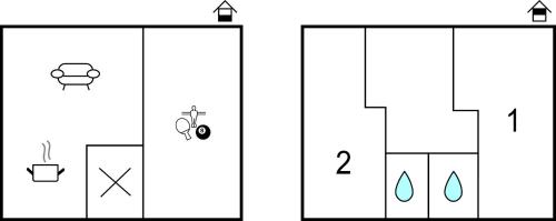 a set of four illustrations showing the different types of bathrooms at Kellerstoeckl In Eltendorf in Eltendorf